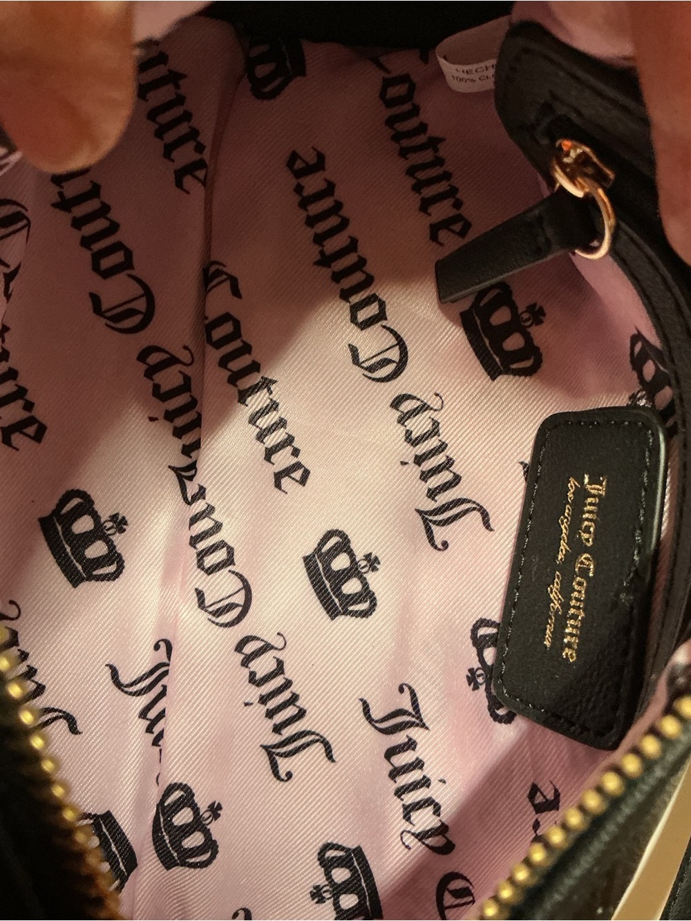 Juicy Couture Holiday In Roll Bag w/Teddy Bear Plush Charm - Liquorice - Picture 7 of 8